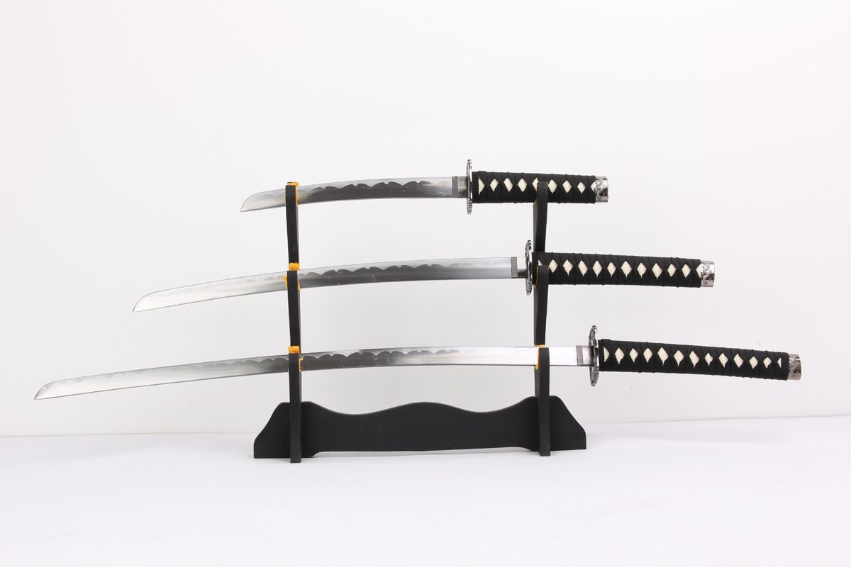 Set of 3 — Black Dragon Ninja Katana Wakizashi Tanto - detail view 2