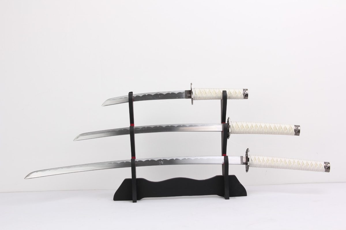Set of 3 — White Dragon Ninja Katana Wakizashi Tanto - detail view 3