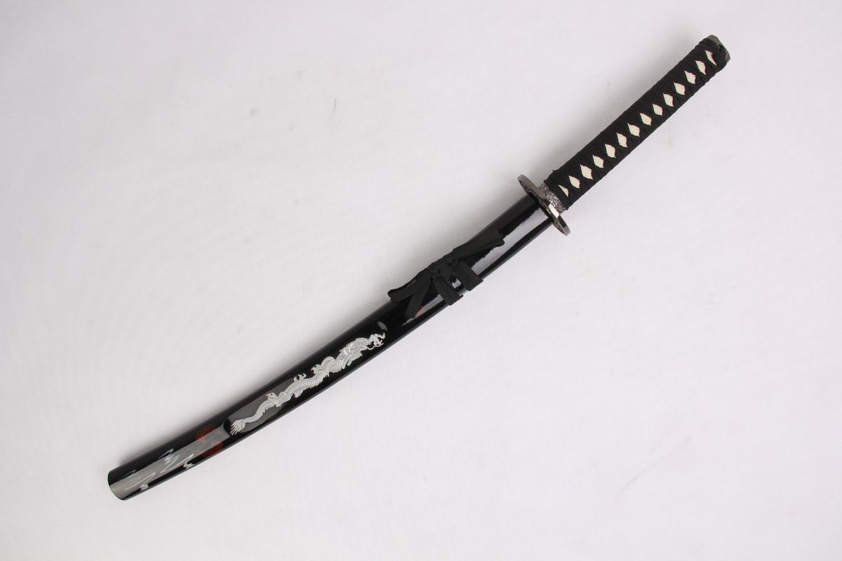 Set of 2 — Japanese Traditional Dragon Katana Wakizashi Silver - detail view 6