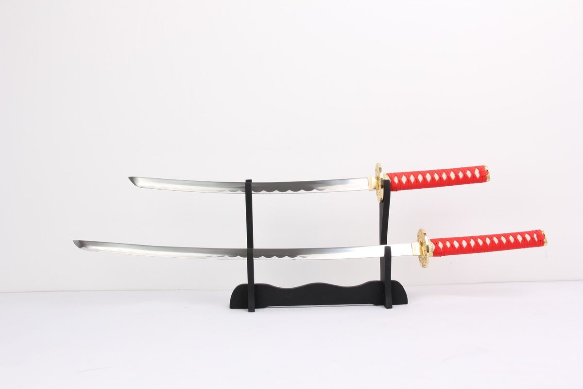Set of 2 — Japanese Traditional Dragon Katana Wakizashi Red - detail view 3