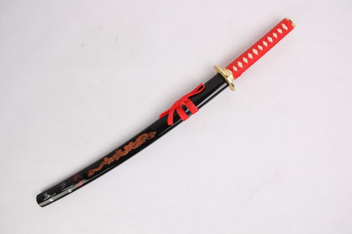 Set of 2 — Japanese Traditional Dragon Katana Wakizashi Red - detail view 6