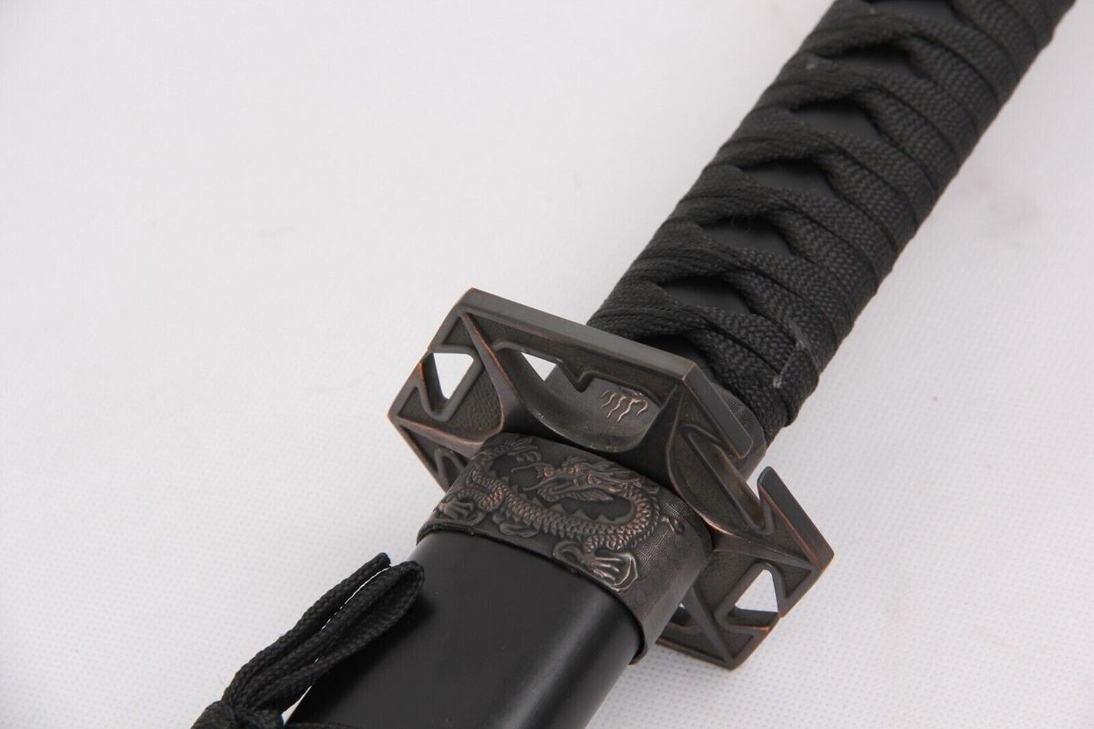 Japanese Traditional Straight Katana Sword with Stand - detail view 3