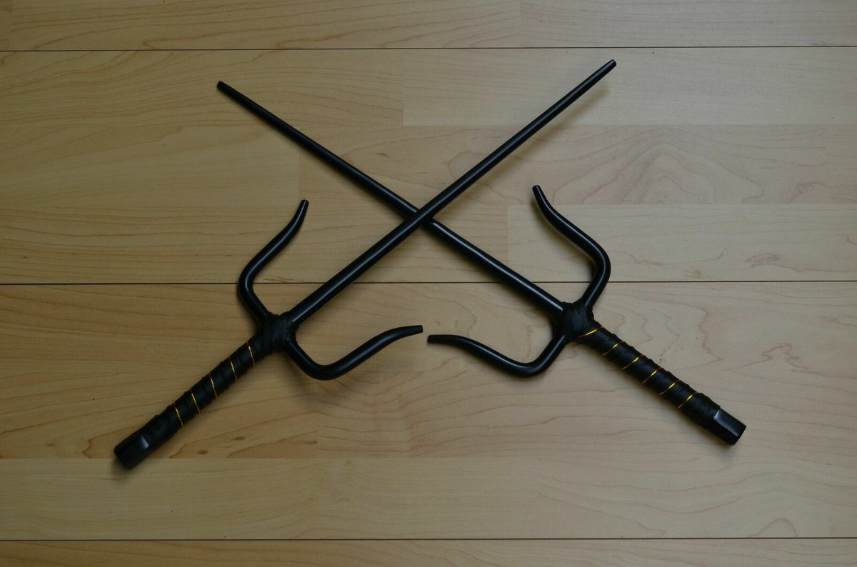 Set of 2 — 19" Karate Sais, Chrome Octagon - detail view 4