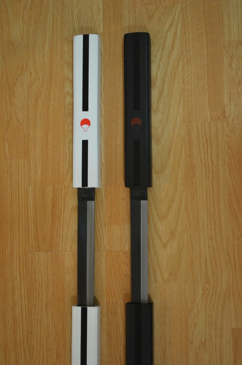 Set of 2 — Naruto Sasuke Grass Cutter White & Black Ninja Sword Carbon Steel Blade - detail view 2