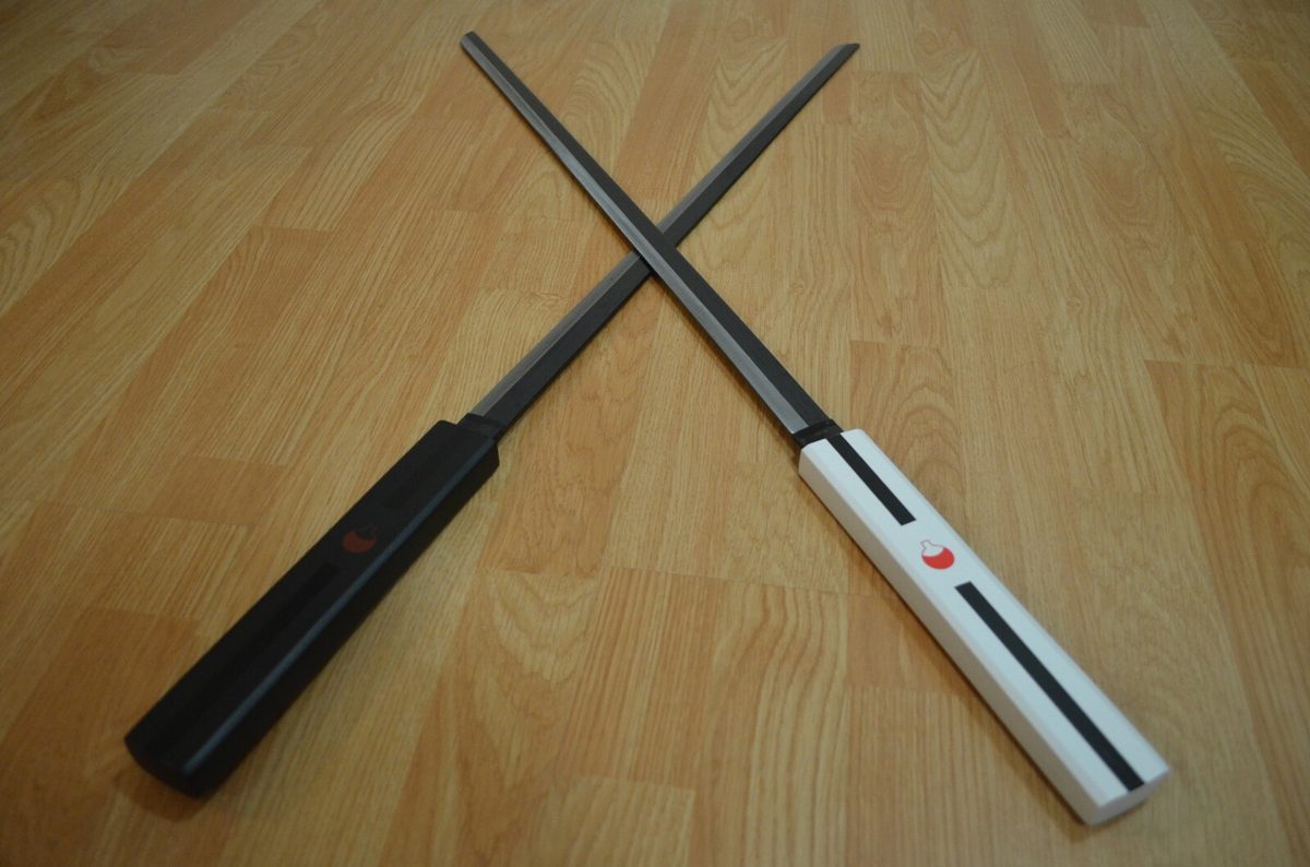 Set of 2 — Naruto Sasuke Grass Cutter White & Black Ninja Sword Carbon Steel Blade - detail view 5