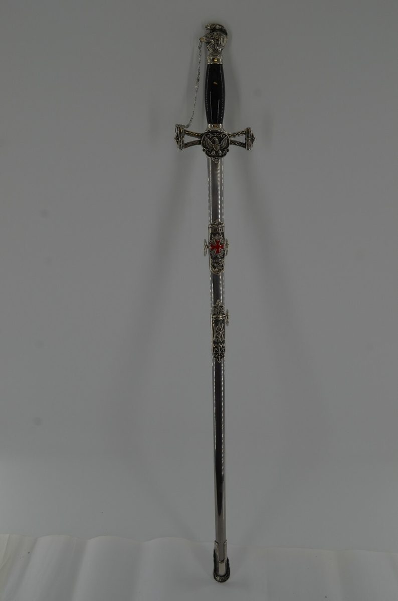 Full Steel Templar Knight of St. John Crusader Masonic Sword - detail view 3