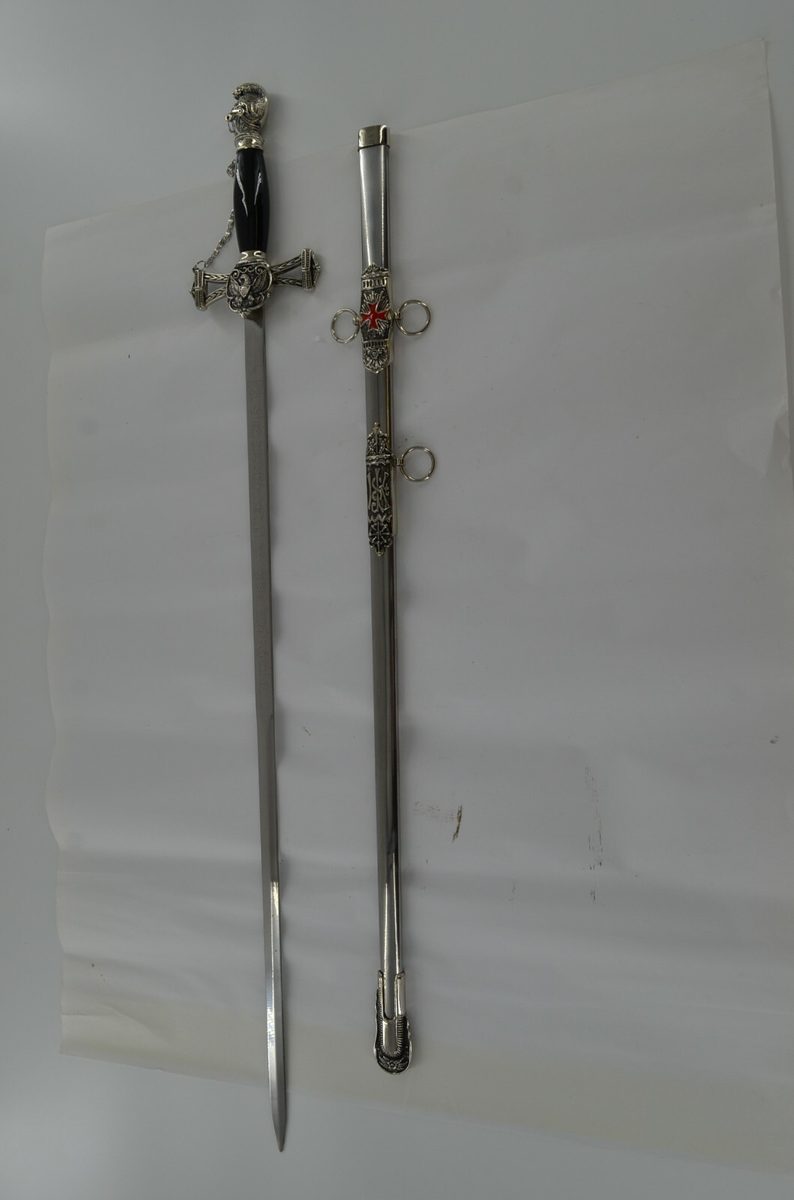 Full Steel Templar Knight of St. John Crusader Masonic Sword - detail view 5