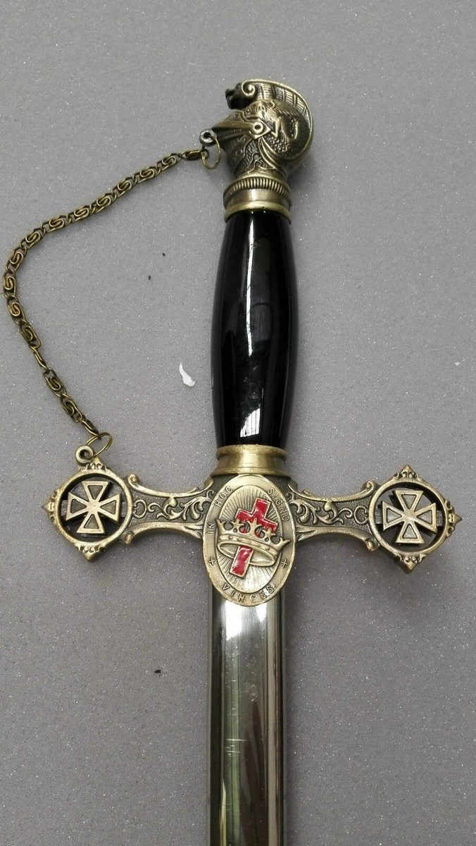Masonic Templar Knight Sword, Crown Cross - detail view 2