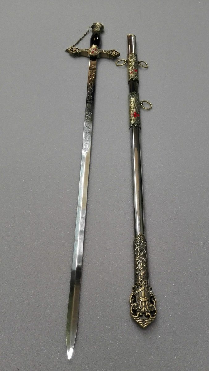 Masonic Templar Knight Sword, Crown Cross - detail view 4