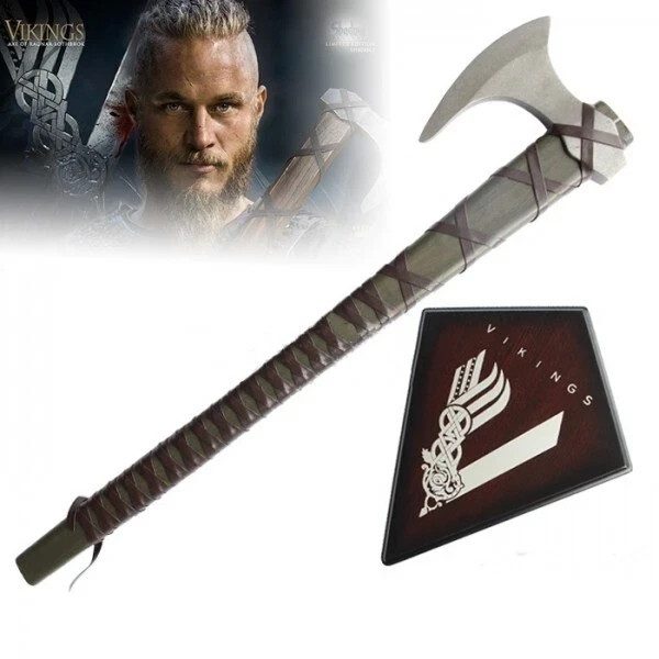 26" Metal Viking Axe of Ragnar with Wooden Plaque for Display - detail view 2